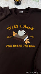 Embroidered Autumn Reader Sweatshirt – Cozy Bookworm Coffee Crewneck