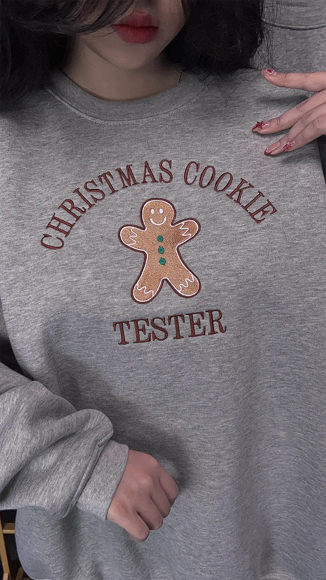 Embroidered Christmas Cookie Sweatshirt
