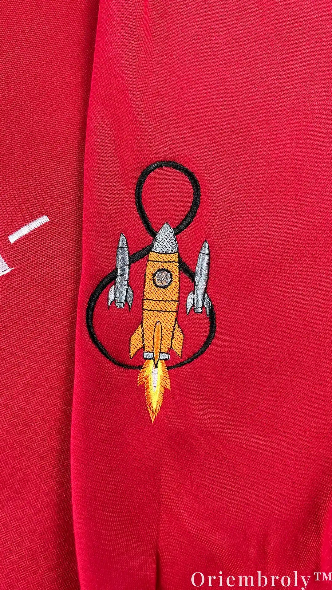 NASA Artemis II Embroidered Sweatshirt – Space Mission Crewneck, Red Pullover