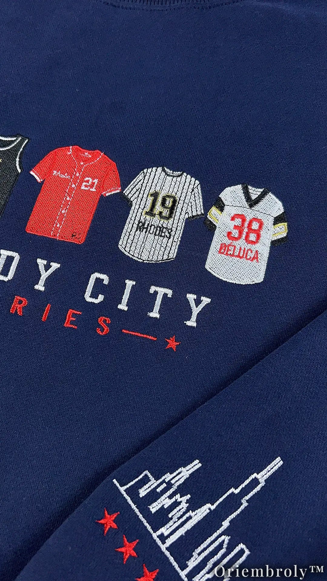 City Series Oversized Sweater - Numbered Athlete Embroidery