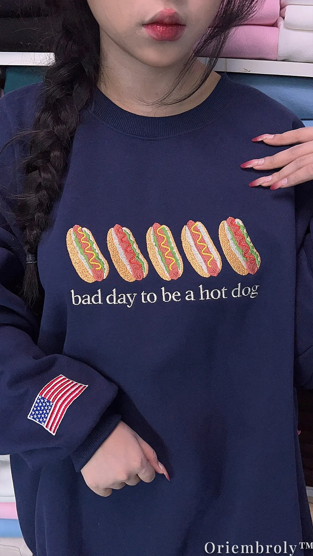 Bad Day To Be A Hot Dog Embroidered Sweatshirt – Funny Americana Crewneck