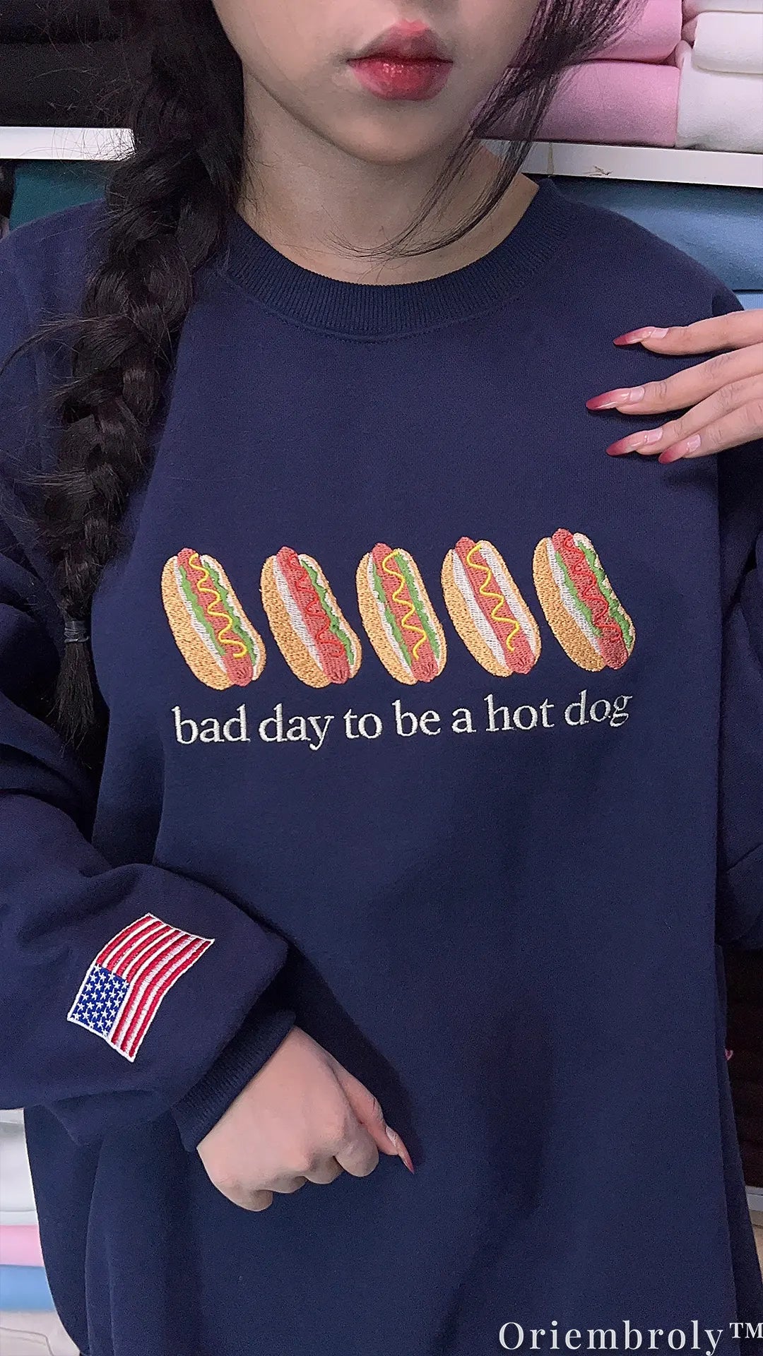 Bad Day To Be A Hot Dog Embroidered Sweatshirt – Funny Americana Crewneck