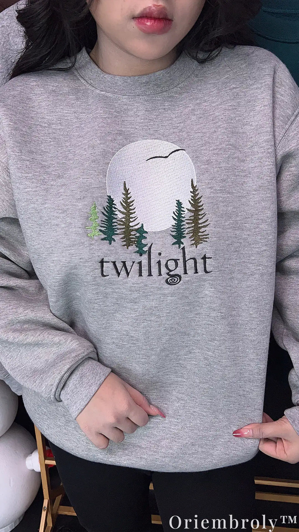 Twilight Forks Washington Embroidered Sweatshirt – Vintage Forest Moon Crewneck