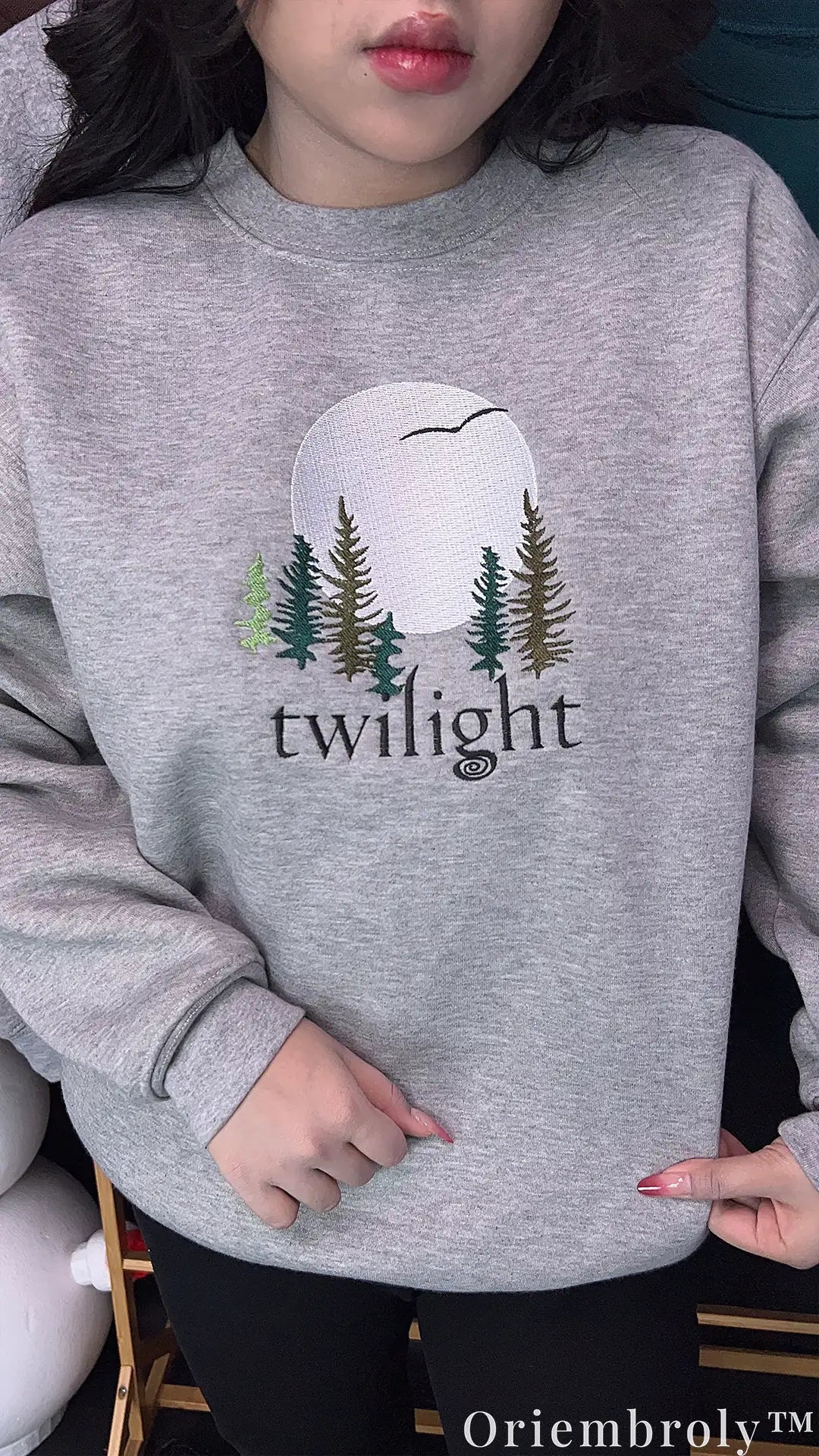 Twilight Forks Washington Embroidered Sweatshirt – Vintage Forest Moon Crewneck