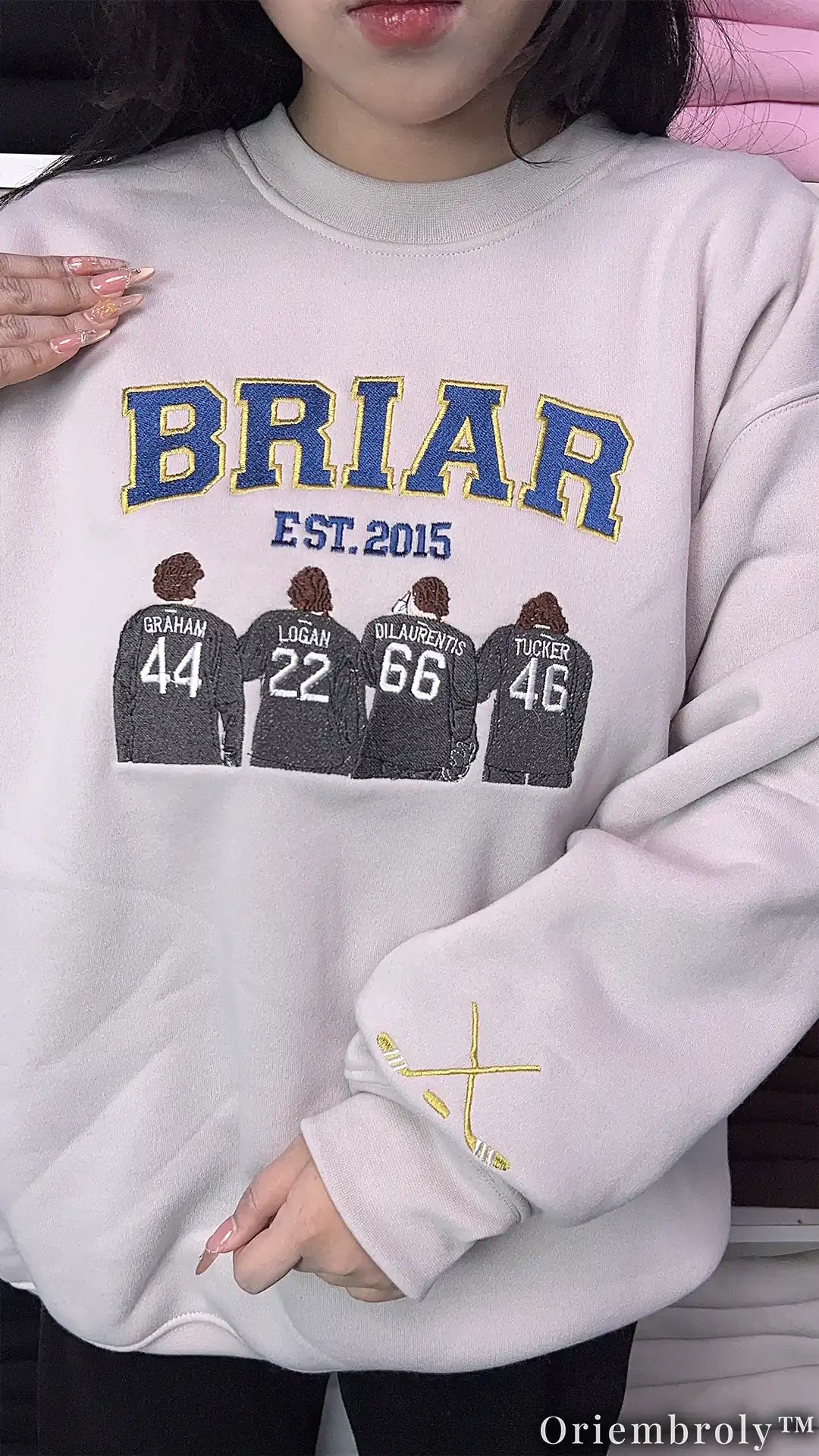 Embroidered College Varsity Sweatshirt | Bookish Campus Fleece Crewneck