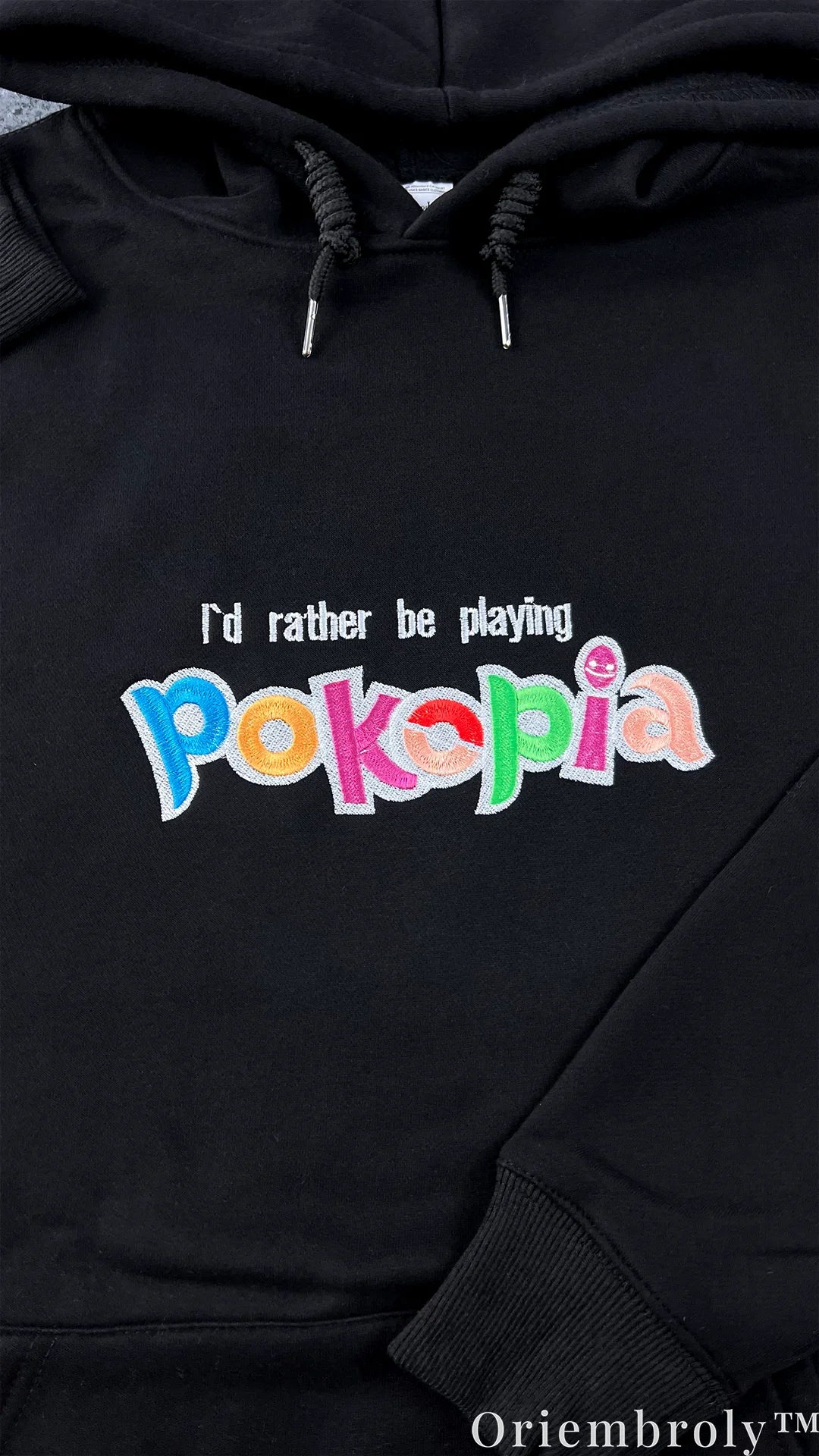 I’d Rather Be Playing Pokopia Embroidered Hoodie – Retro Gamer Y2K Streetwear Pullover