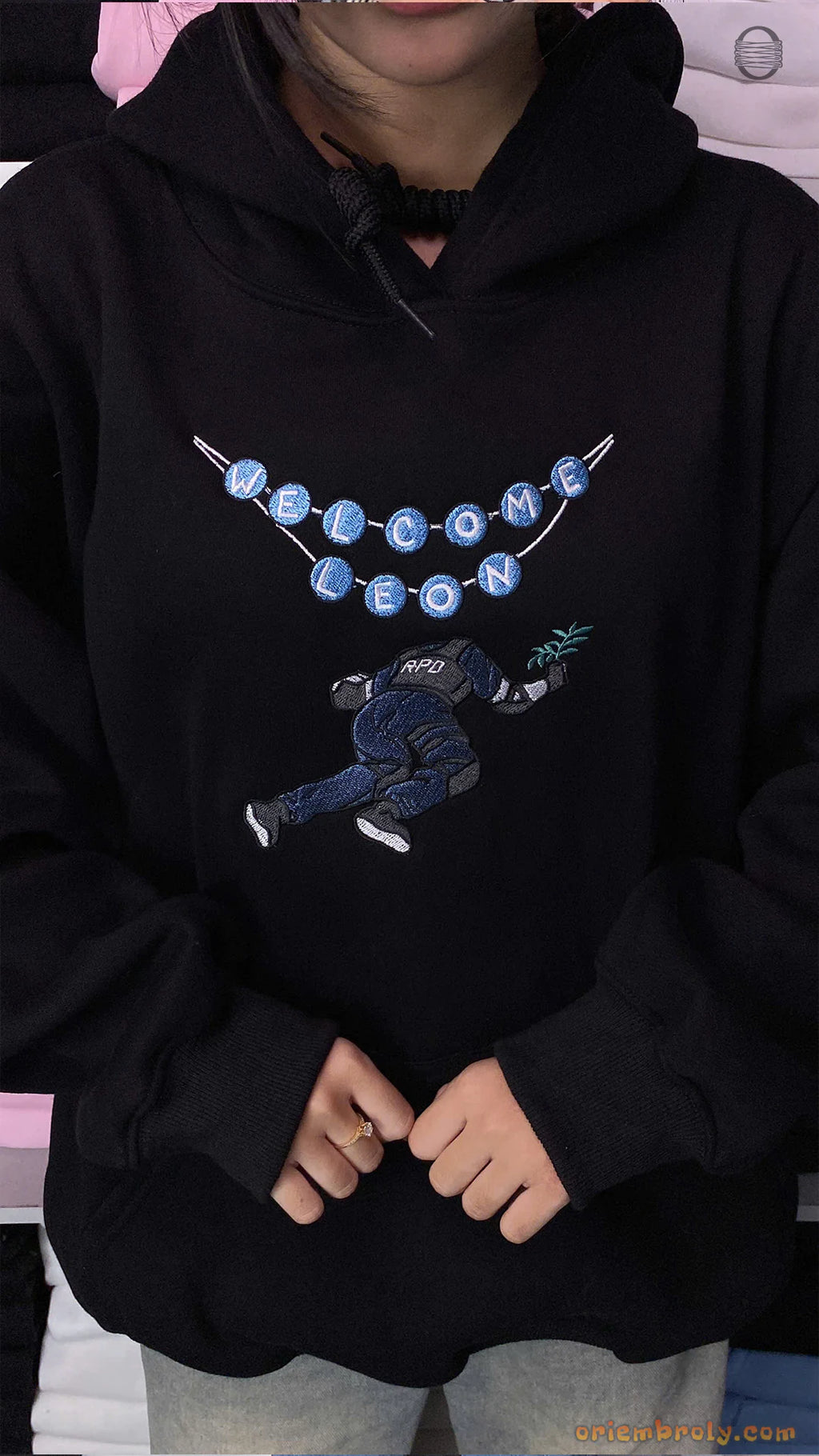 RPD Welcome Party Survival Horror Embroidered Black Pullover Hoodie