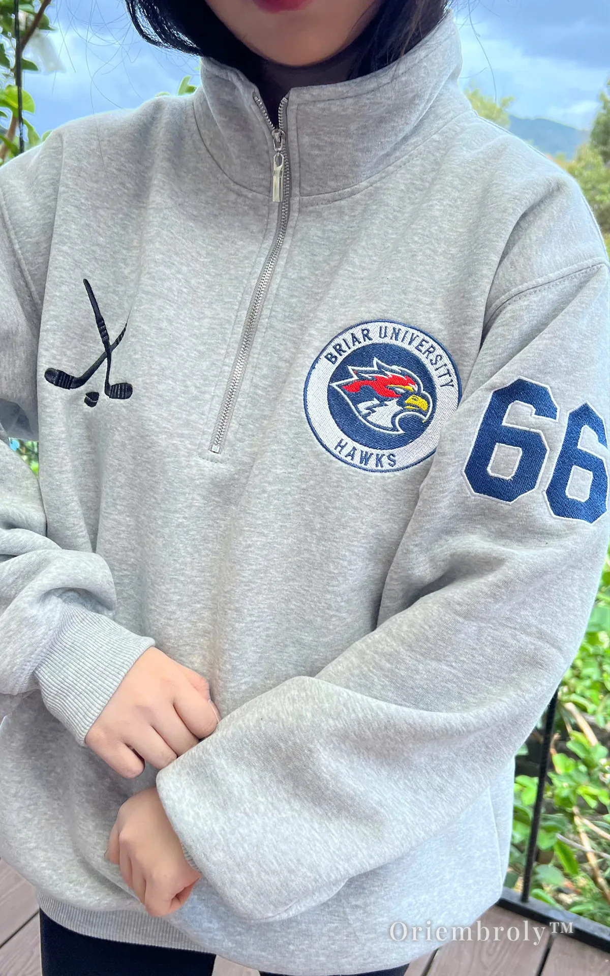 Briar University Hawks Quarter Zip Sweatshirt – Di Laurentis 66 Hockey Pullover