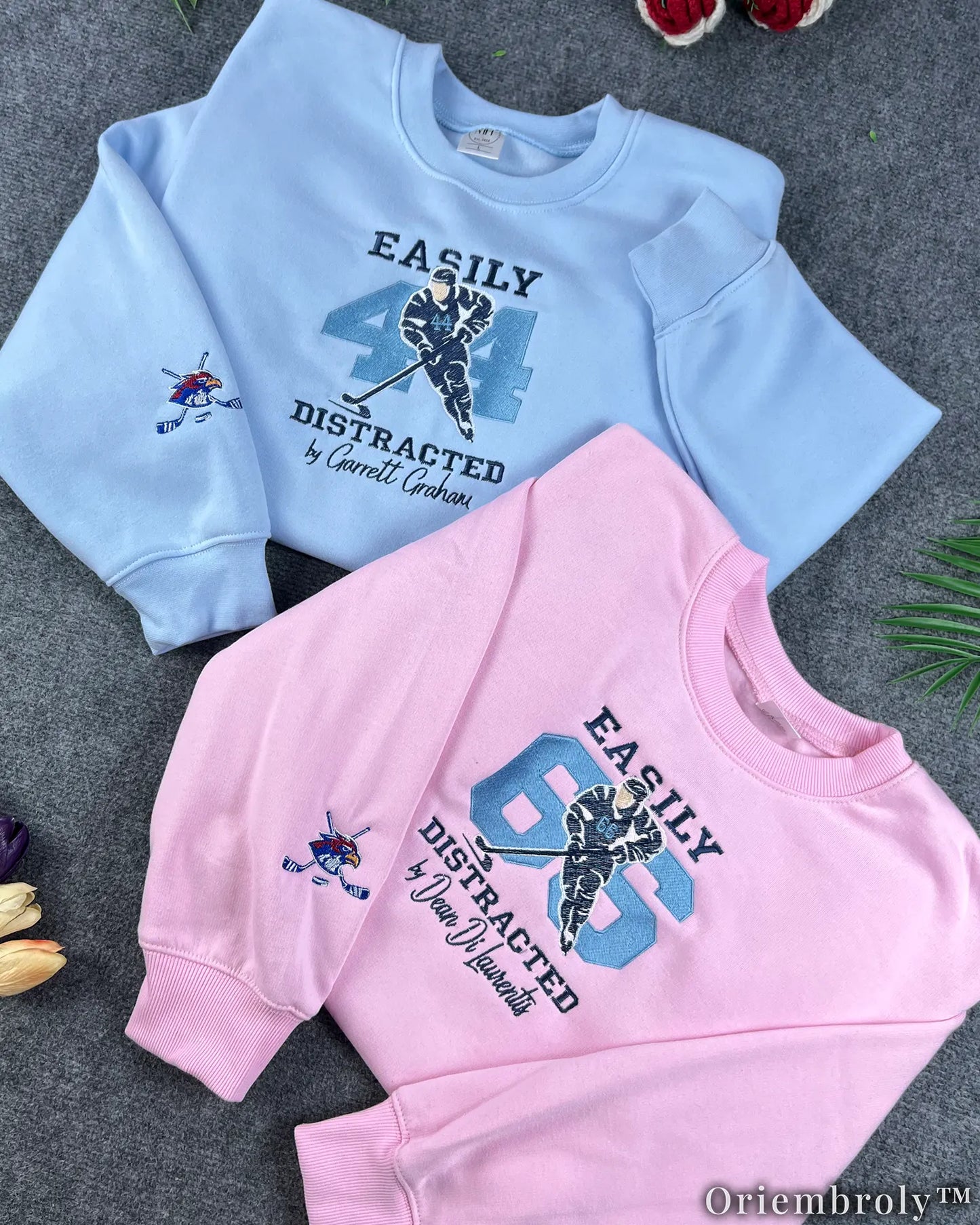 Easily Distracted by Hockey Romance Embroidered Sweatshirt – Off Campus Bookish Crewneck