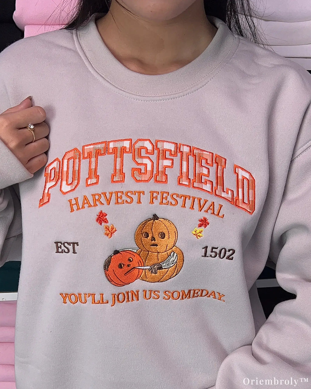 Pumpkin Harvest Festival Embroidered Crewneck Sweatshirt, Vintage Halloween Autumn Design