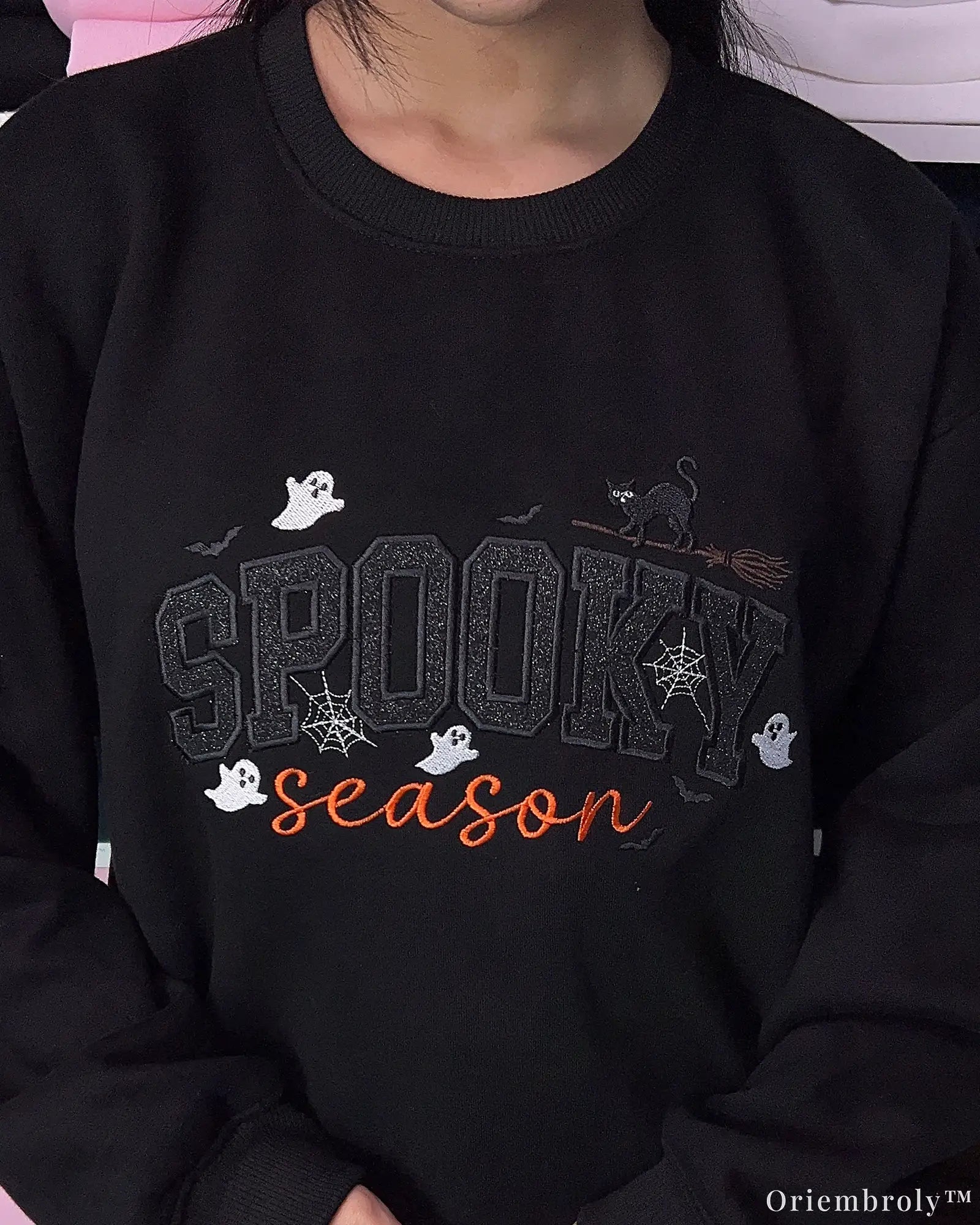 Matching Halloween Embroidered Sweatshirt Set for Family & Couples – Black Crewneck