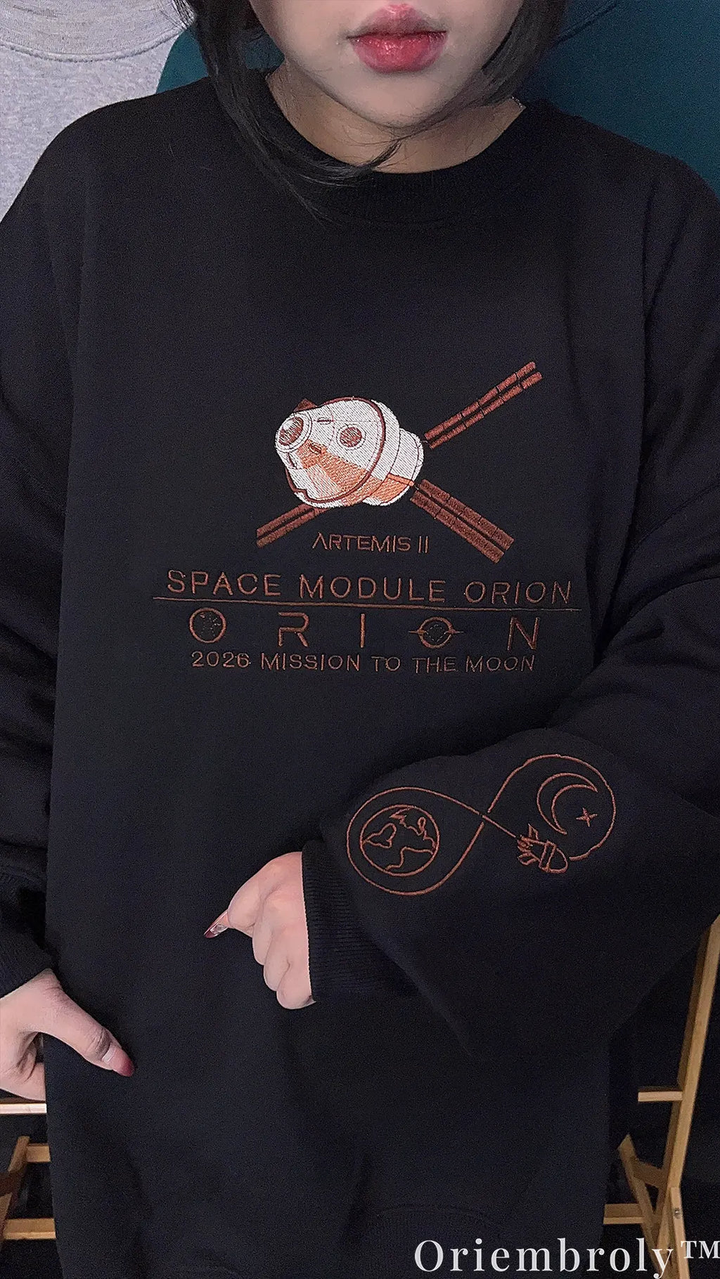 NASA Artemis II Orion Embroidered Sweatshirt – Moon Mission Crewneck