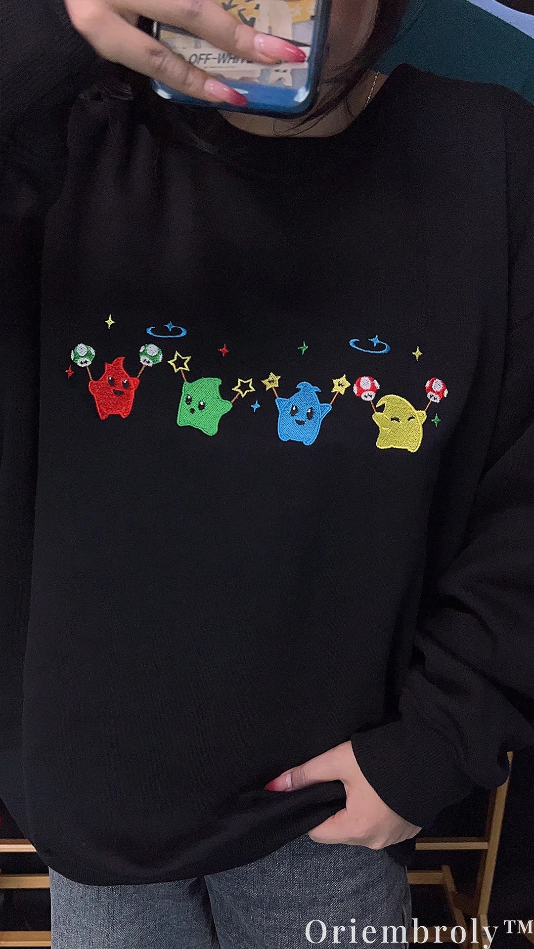 Super Mario Galaxy Luma Embroidered Sweatshirt – Cute Gaming Crewneck Gift