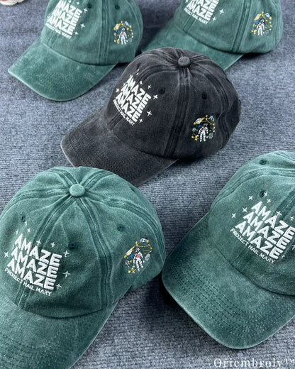 Amaze Amaze Amaze Embroidered Vintage Washed Dad Hat – Sci-Fi Inspired Minimal Statement Cap