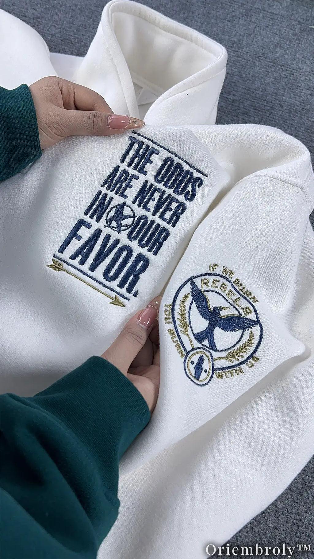 Dystopian Survivor Embroidered Crewneck | Forest Adventure Fleece Sweatshirt