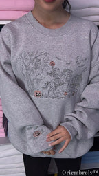 Headless Horseman Embroidered Sweatshirt – Sleepy Hollow Halloween Crewneck, Vintage Pumpkin Ghost Story Pullover