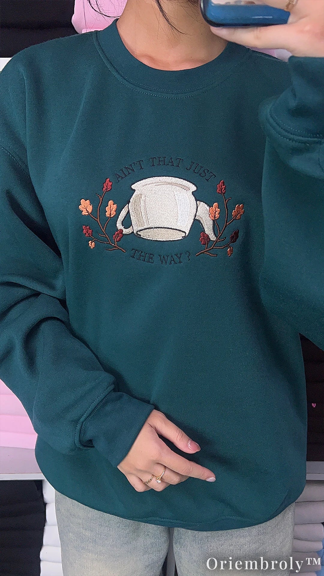 Pottsfield Harvest Festival Embroidered Sweatshirt | Gothic Pumpkin Skeleton Halloween Hoodie