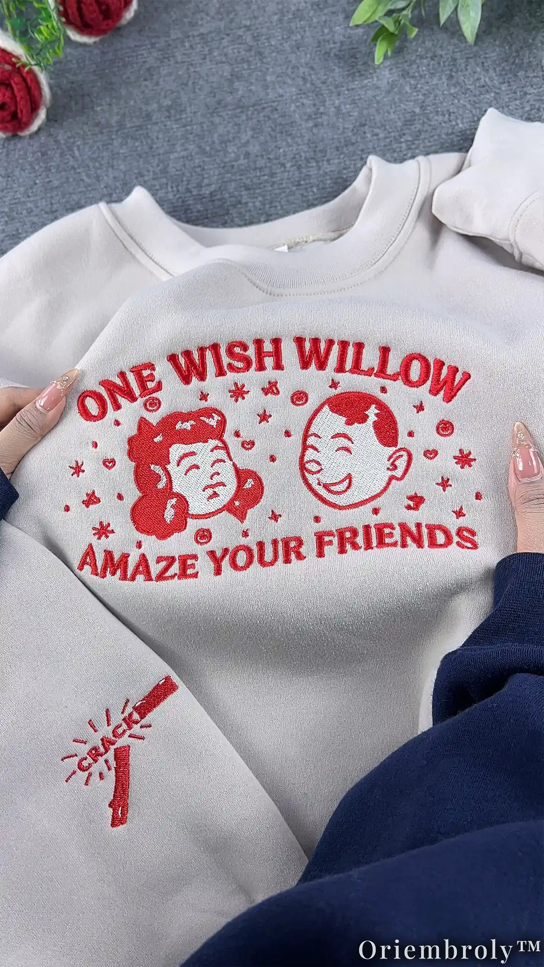 Enchanted Willow Embroidered Sweatshirt | Vintage Botanical Fleece Crewneck