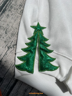 North Pole Side Bow Embroidered Sweatshirt, Santa Xmas Hoodie, Merry Christmas Embroidery, Winter Holiday Sweatshirt