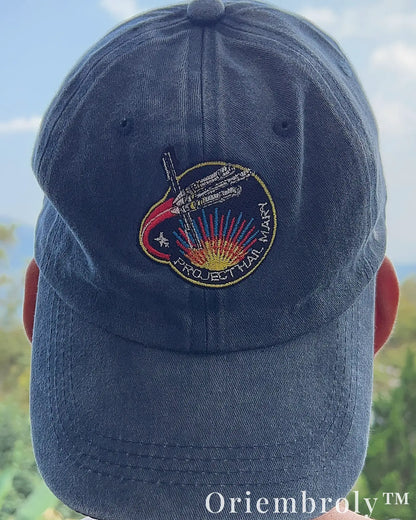 Hail Mary Mission Inspired Embroidered Vintage Washed Dad Hat – Sci-Fi Minimal Statement Cap