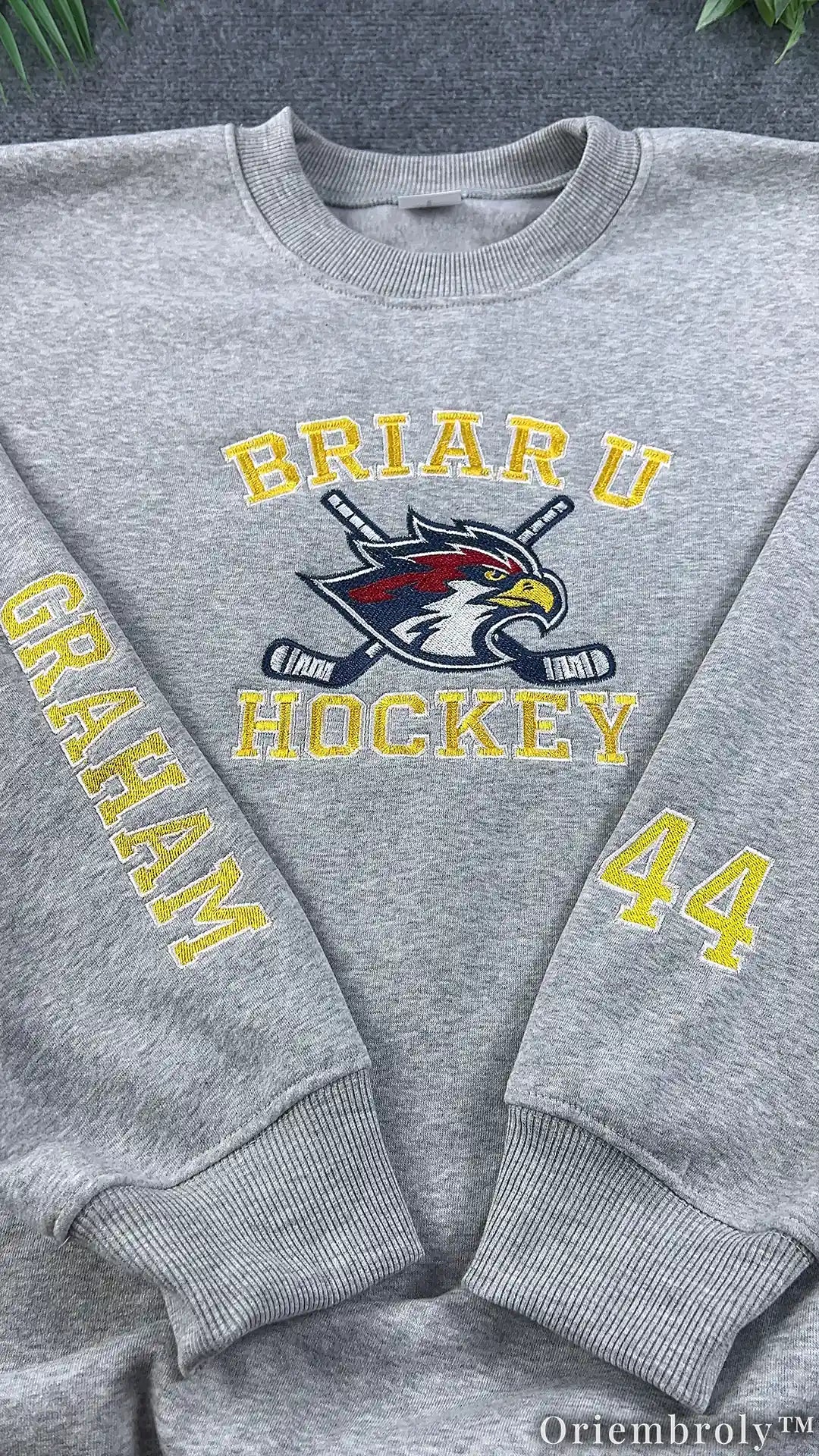 College Hockey Romance Embroidered Sweatshirt | Varsity Book Lover Fleece Crewneck