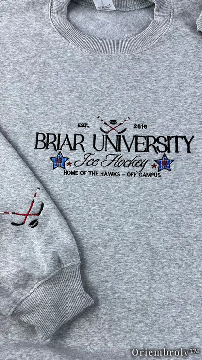Briar University Hockey Embroidered Sweatshirt – Off Campus Romance Crewneck