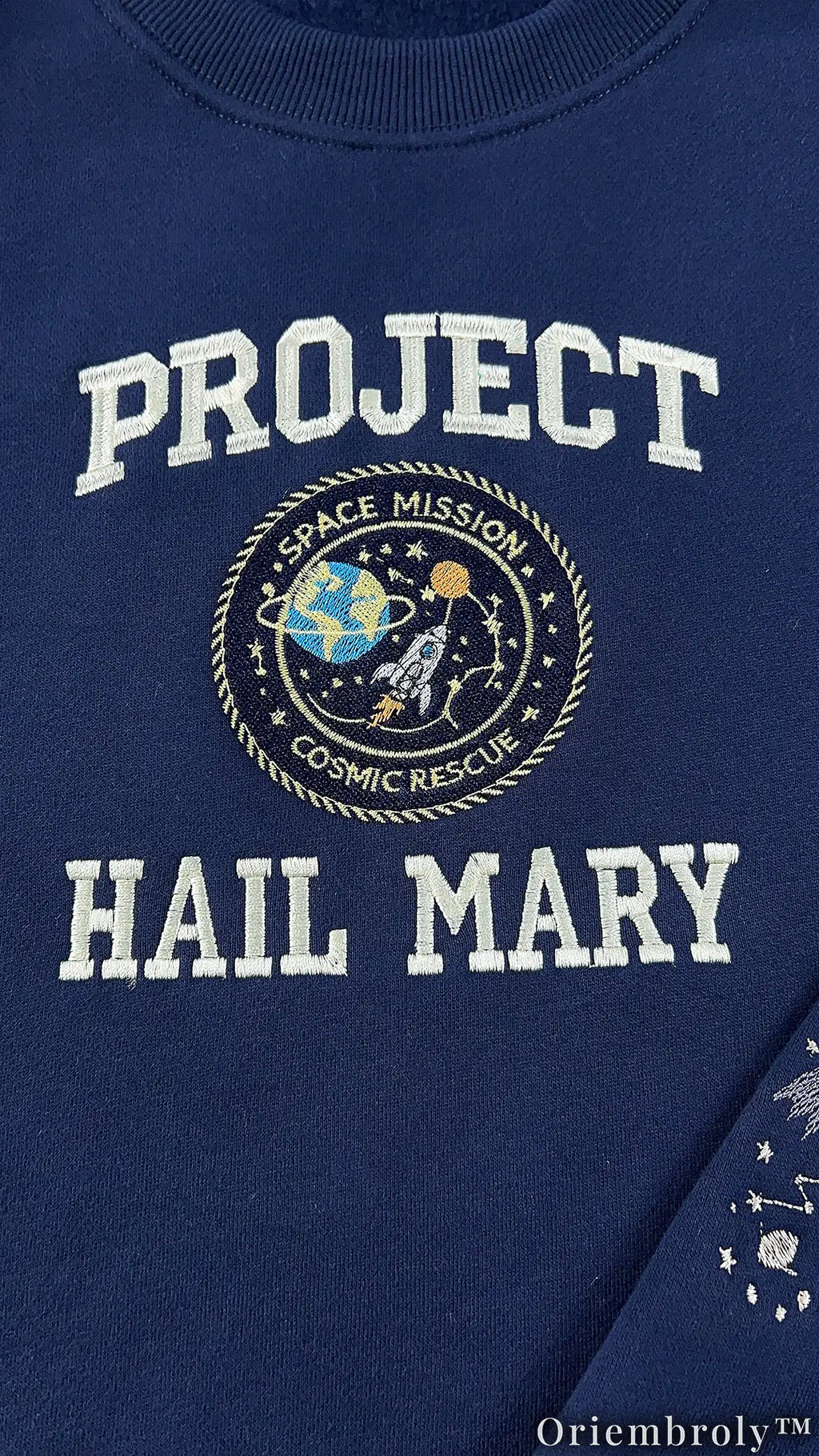 Embroidered Project Hail Mary Crewneck | Sci-Fi Reader Gift Fleece Sweatshirt