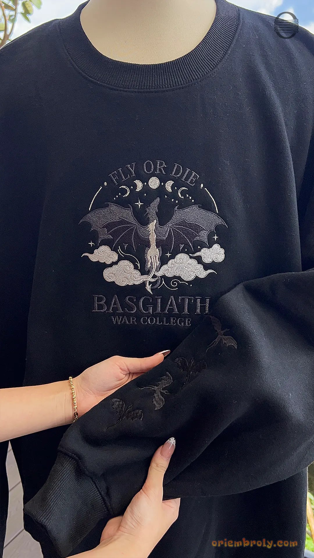 Fly Or Die Dragon Basgiath War College Embroidered Soft Pink Sweatshirt