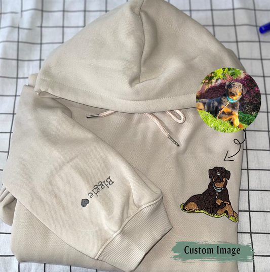 Custom Pet Portrait Shirt, Sweatshirt With Pet Photo + Name, Custom Pet Hoodie Embroidery