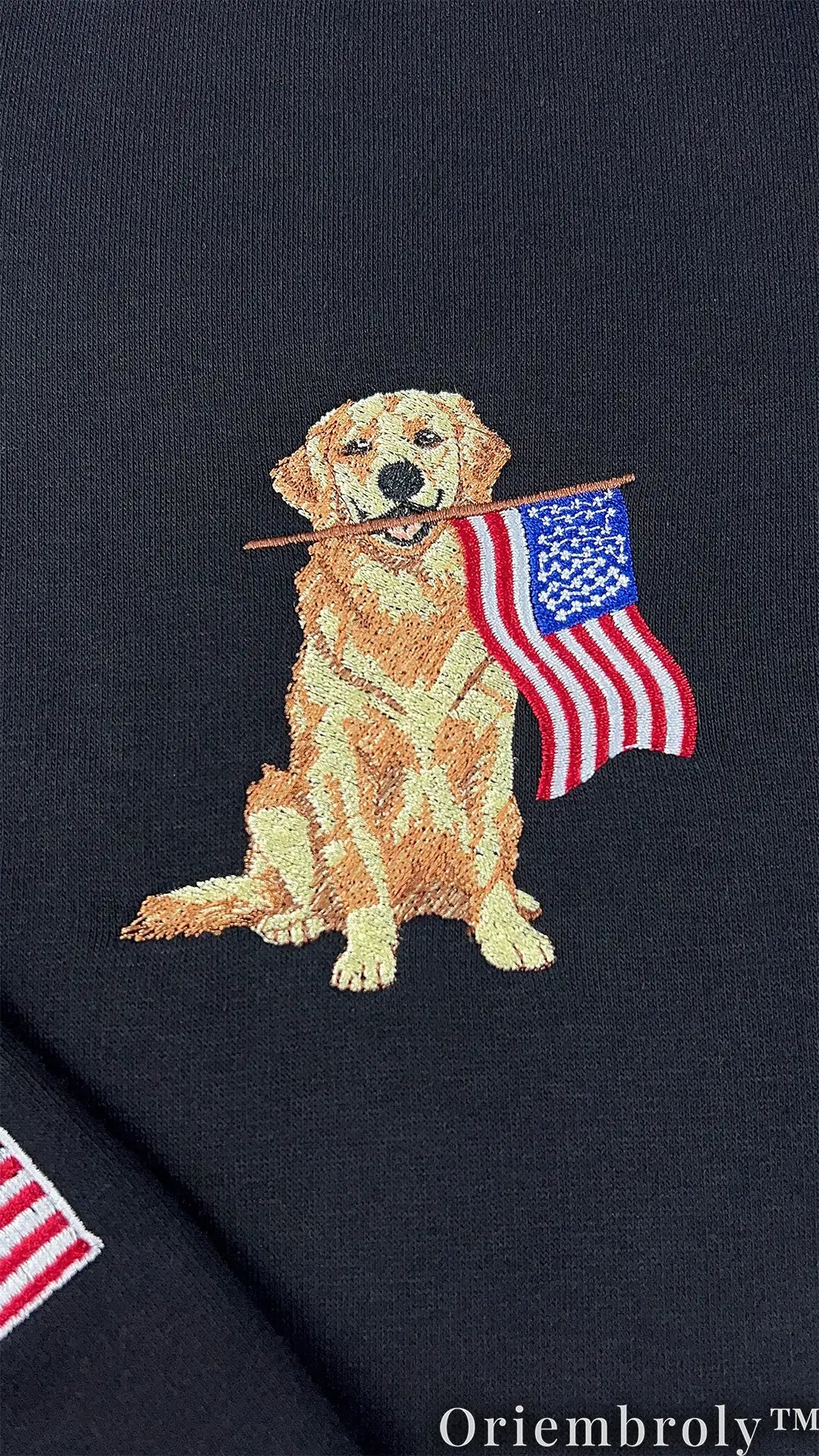 Golden Retriever American Flag Embroidered Sweatshirt – Patriotic Vintage Crewneck