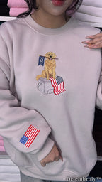 Dog Embroidered Sweatshirt | Cozy Unisex Fleece Crewneck for Dog Lovers