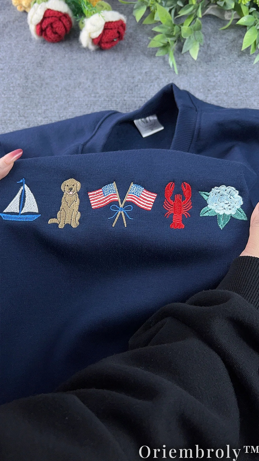 New England Coastal Embroidered Sweatshirt – Vintage Old Money Crewneck