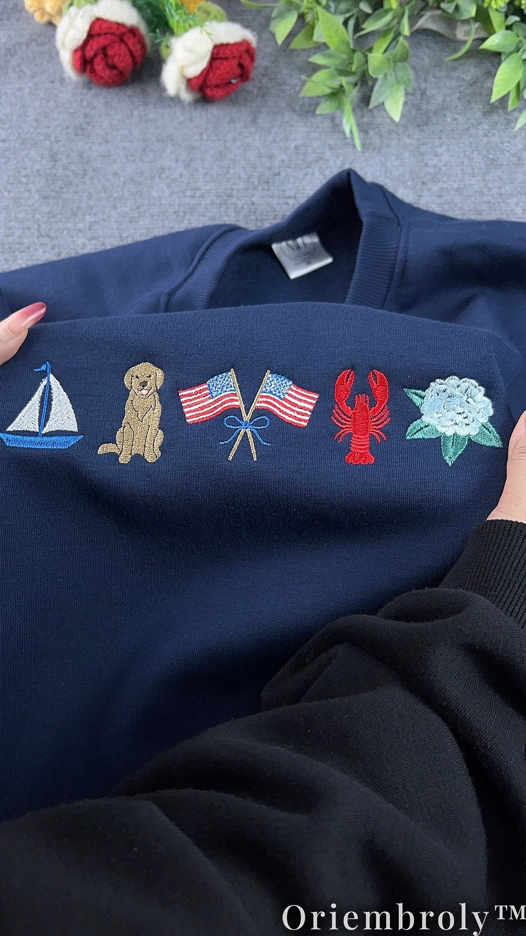 New England Coastal Embroidered Sweatshirt – Vintage Old Money Crewneck