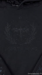 Riders Quadrant Shadow Embroidered Hoodie – Dragon War College Tone-on-Tone Sweatshirt – Book Lover Gift