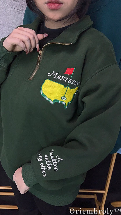Masters Golf Embroidered Quarter Zip – Vintage Golf Pullover, Old Money Style