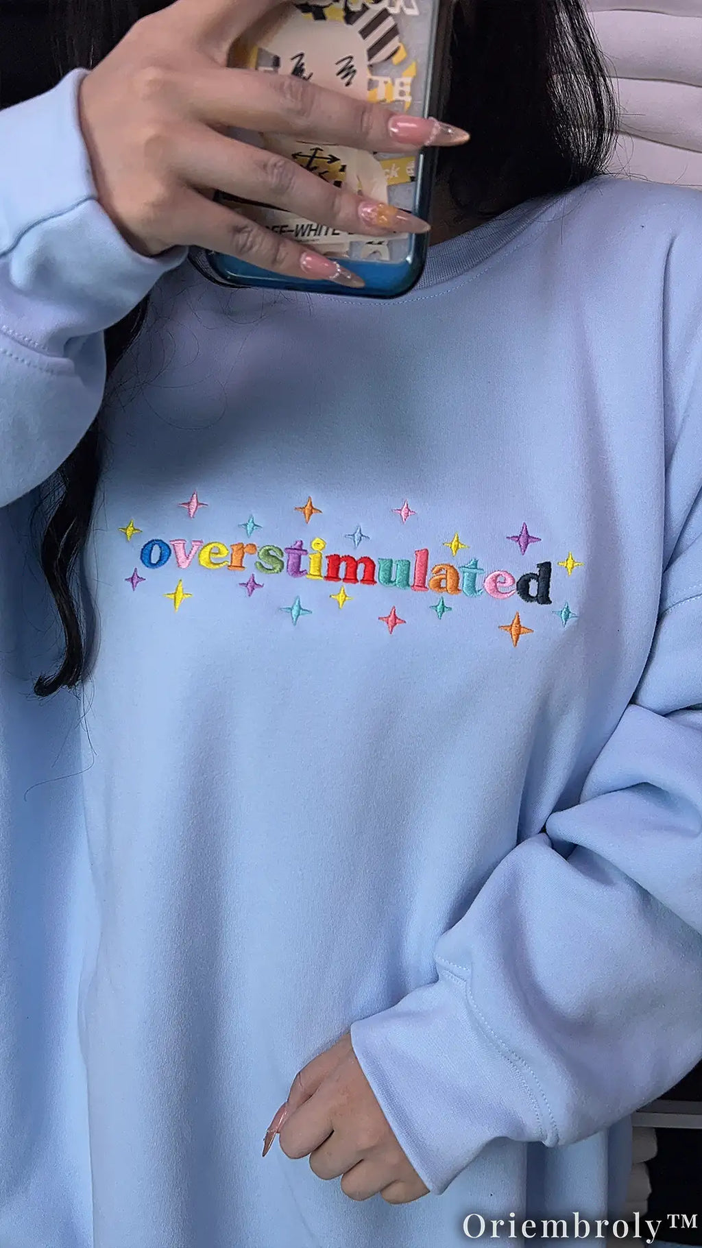 Overstimulated Embroidered Sweatshirt | Minimalist Unisex Fleece Crewneck
