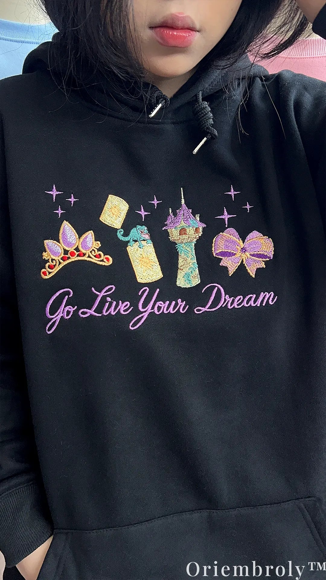 Tangled Rapunzel Embroidered Sweatshirt – Go Live Your Dream Pastel Princess Crewneck