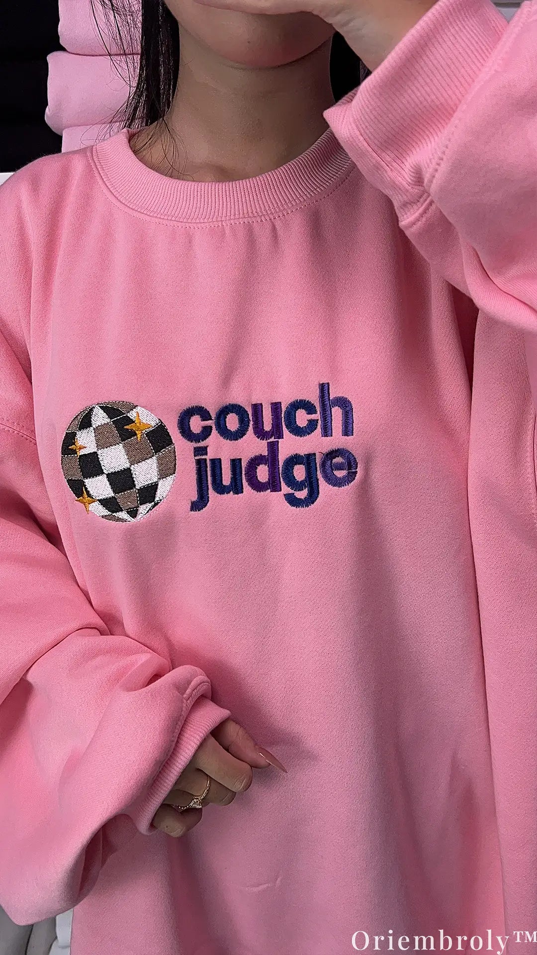 Couch Judge Disco Ball Reality TV Fan Embroidered Crewneck Sweatshirt