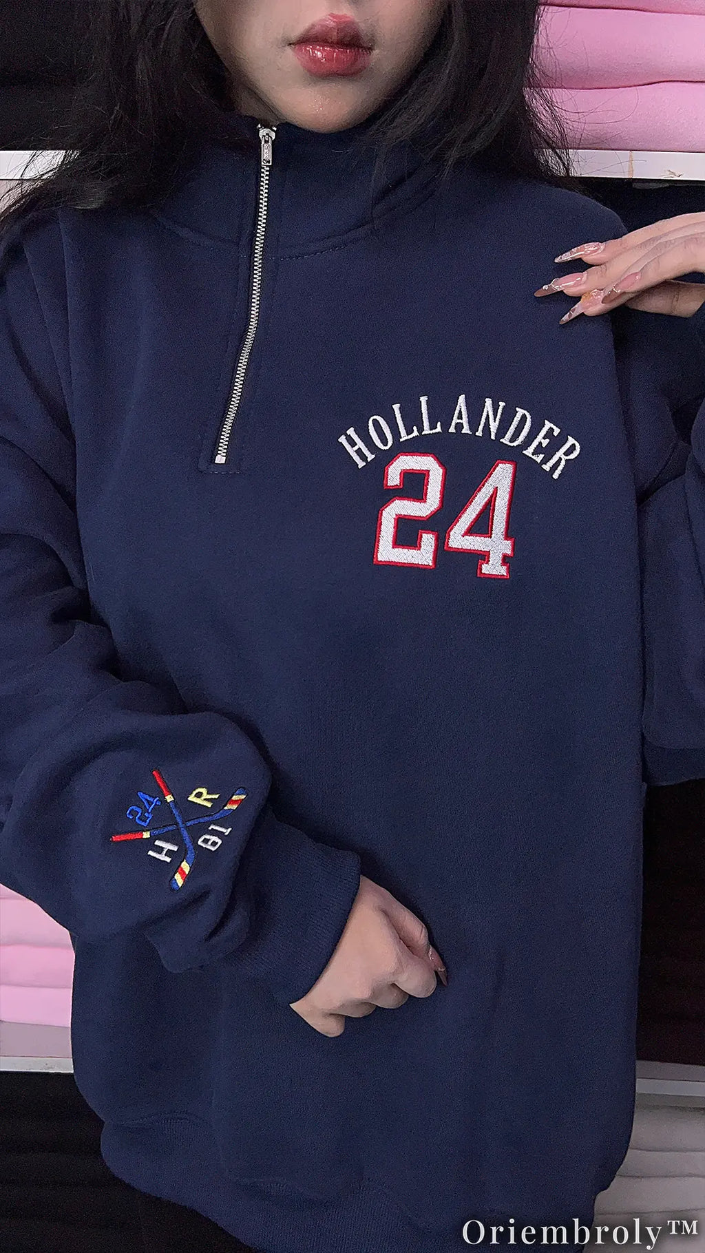 Embroidered Hockey Romance Quarter Zip | Varsity Ice Rink Fleece Pullover