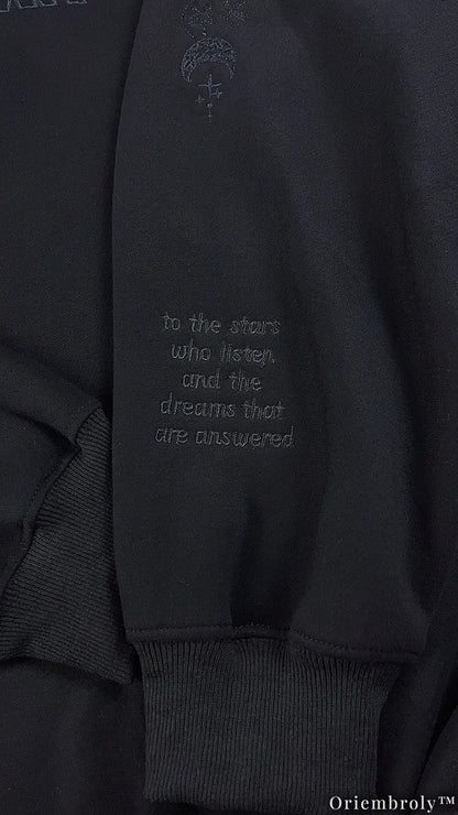 Night Court Velaris Embroidered Quarter Zip, ACOTAR Inspired Sweatshirt, City of Starlight Fantasy Pullover Crewneck
