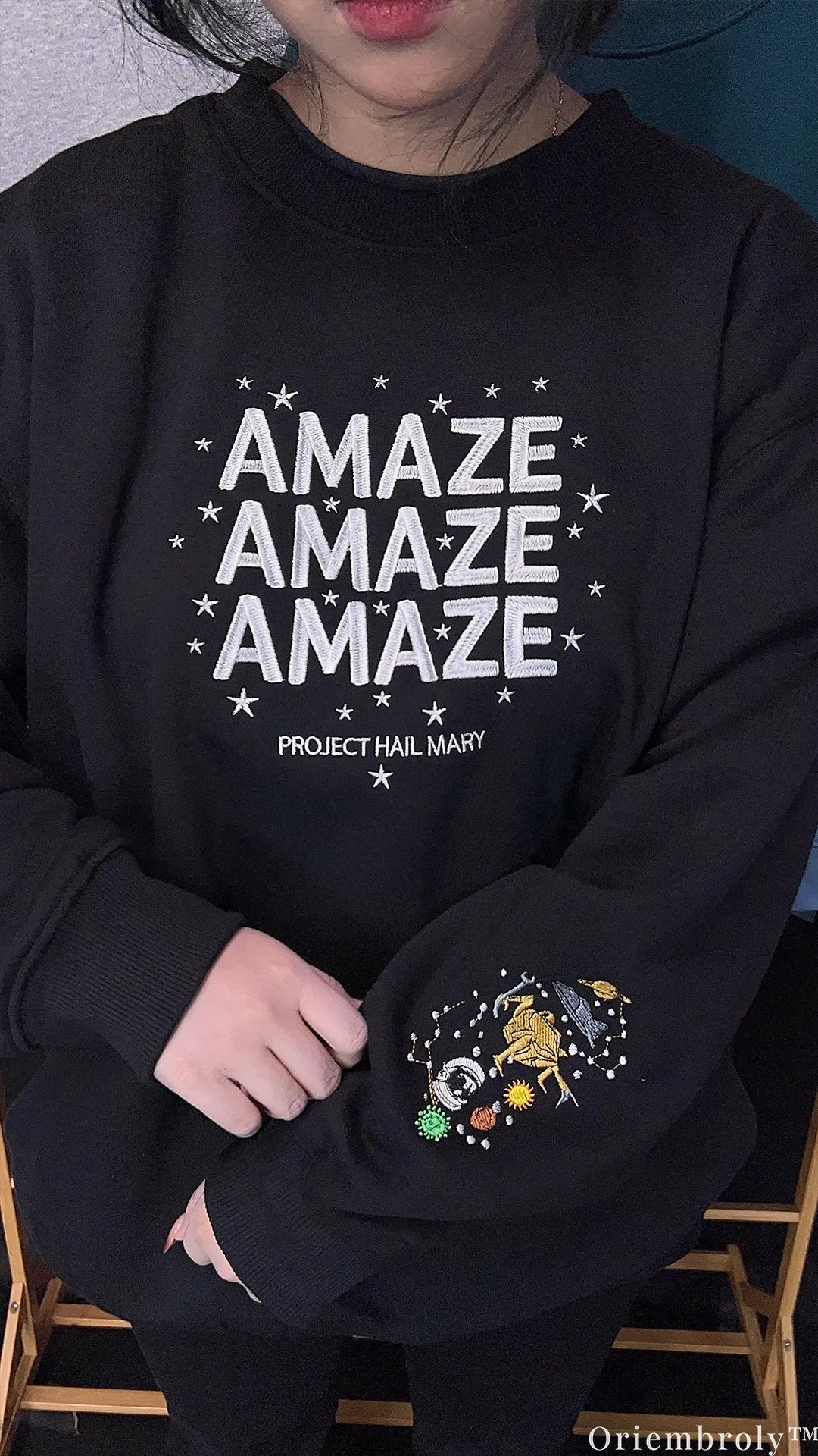 Project Hail Mary Amaze Embroidered Sweatshirt – Rocky Alien Sci-Fi Crewneck