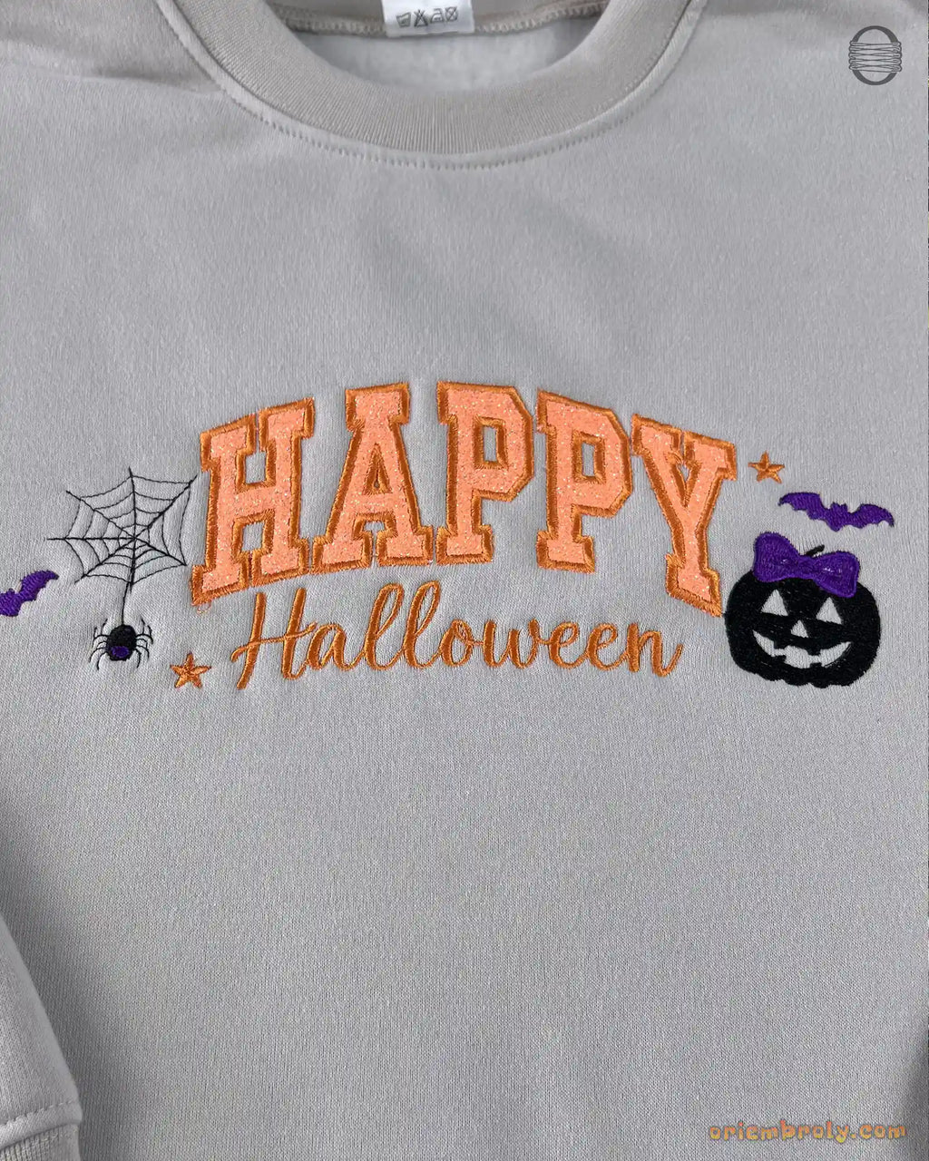 Happy Halloween Bows Embroidered Sand Crewneck Sweatshirt