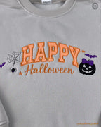 Happy Halloween Bows Embroidered Sand Crewneck Sweatshirt