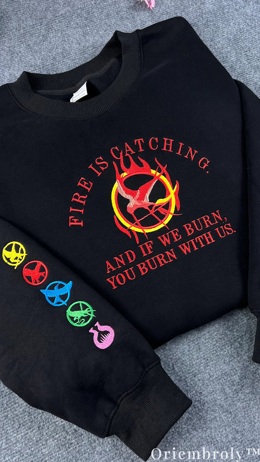 Hunger Games Fire Is Catching Embroidered Sweatshirt