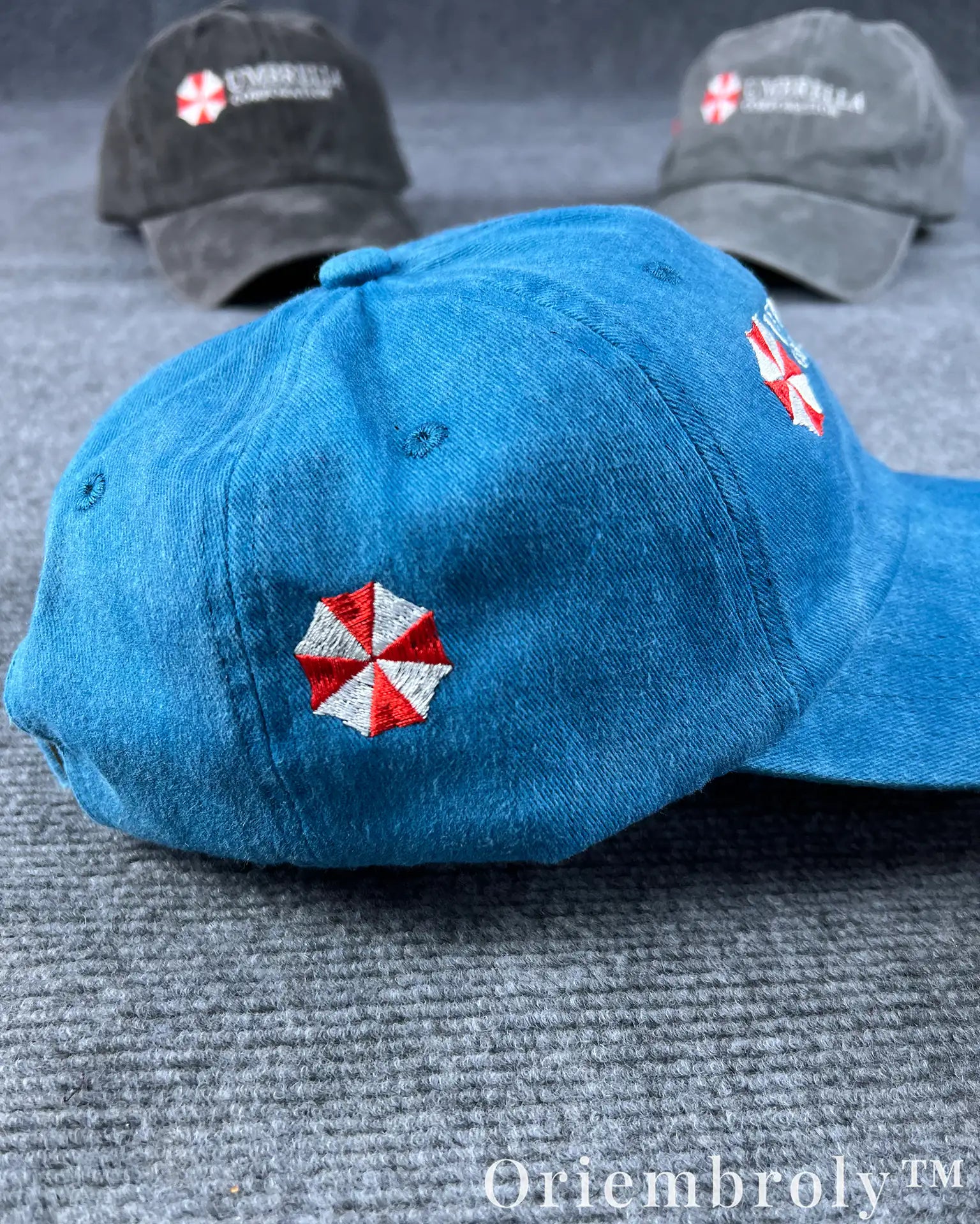 Umbrella Corporation Inspired Embroidered Vintage Washed Dad Hat – Dark Minimal Statement Cap