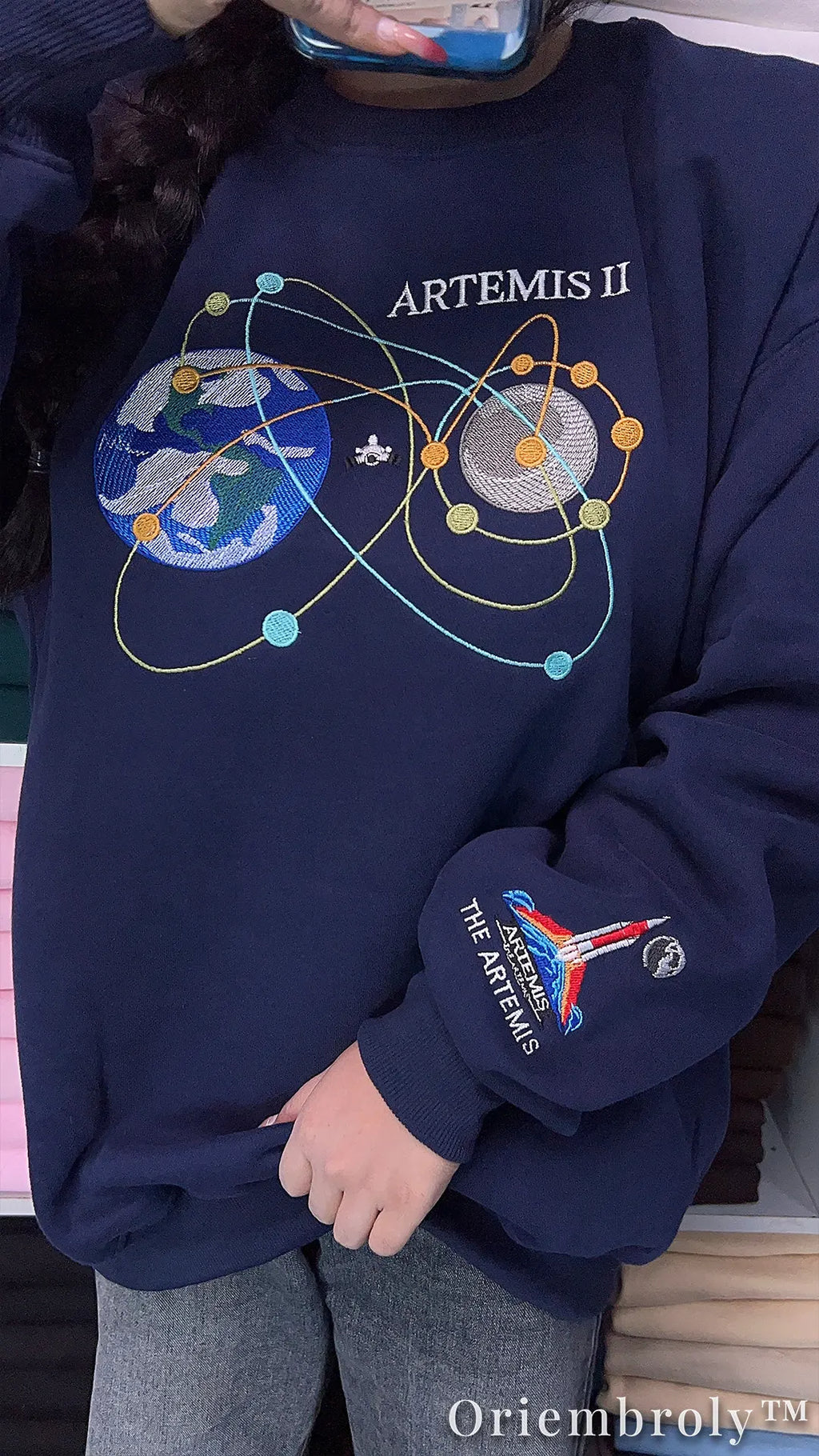 NASA Artemis II Embroidered Sweatshirt – Vintage Space Mission Crewneck