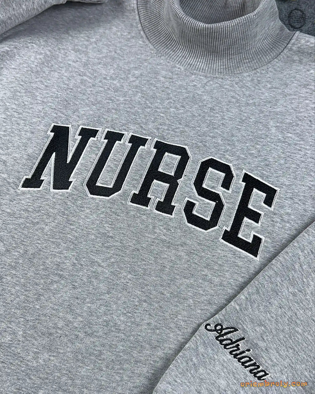 Custom Arched Varsity Collegiate Embroidered Oversized Mock Neck Sweatshirt
