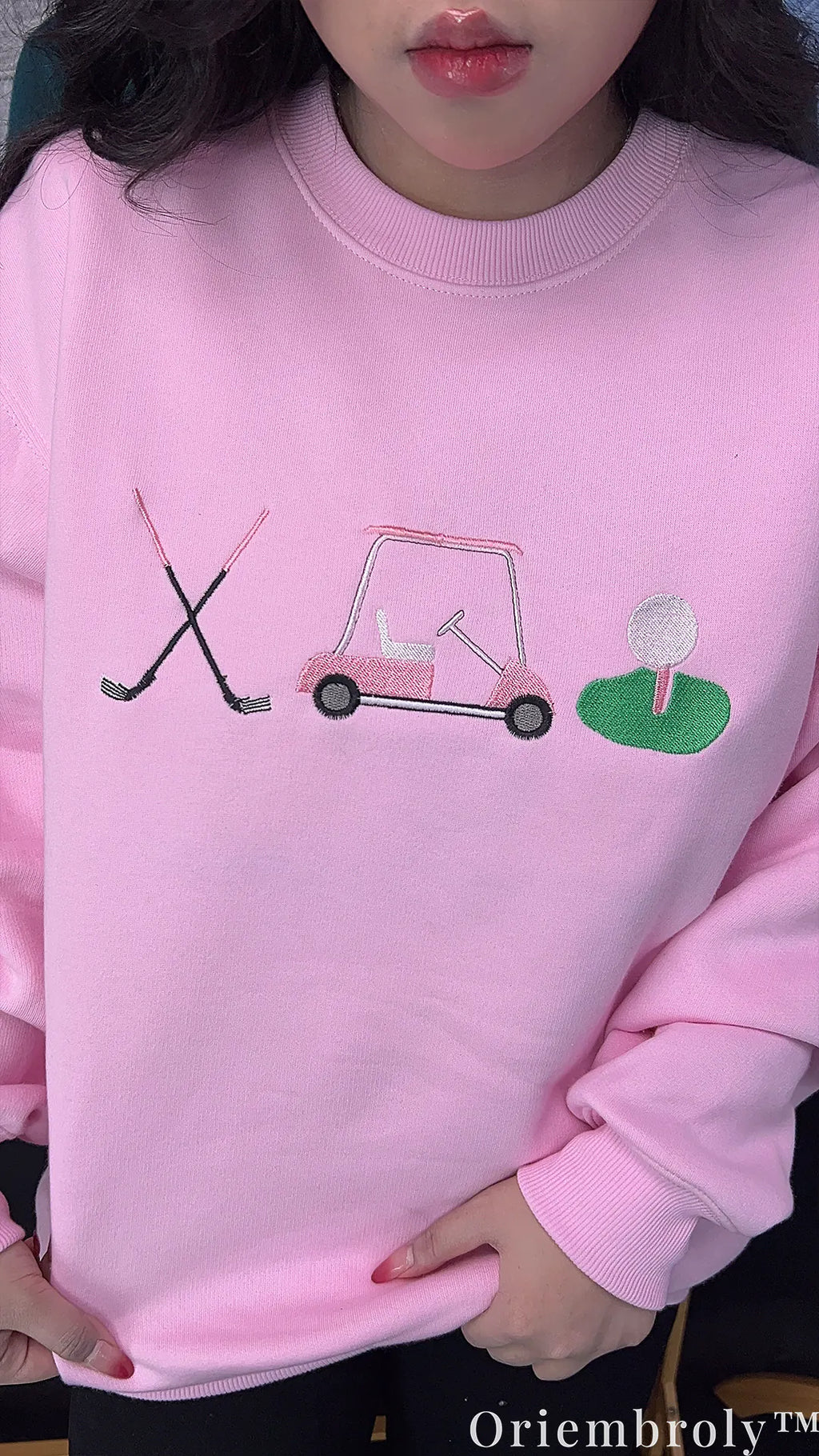 Preppy Golf Embroidered Sweatshirt – Pink Old Money Country Club Crewneck
