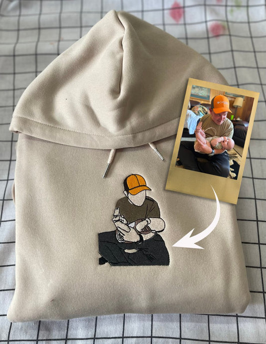 PERSONALIZED Family Friend Portrait With Photo Embroidered Sweatshirt Hoodie