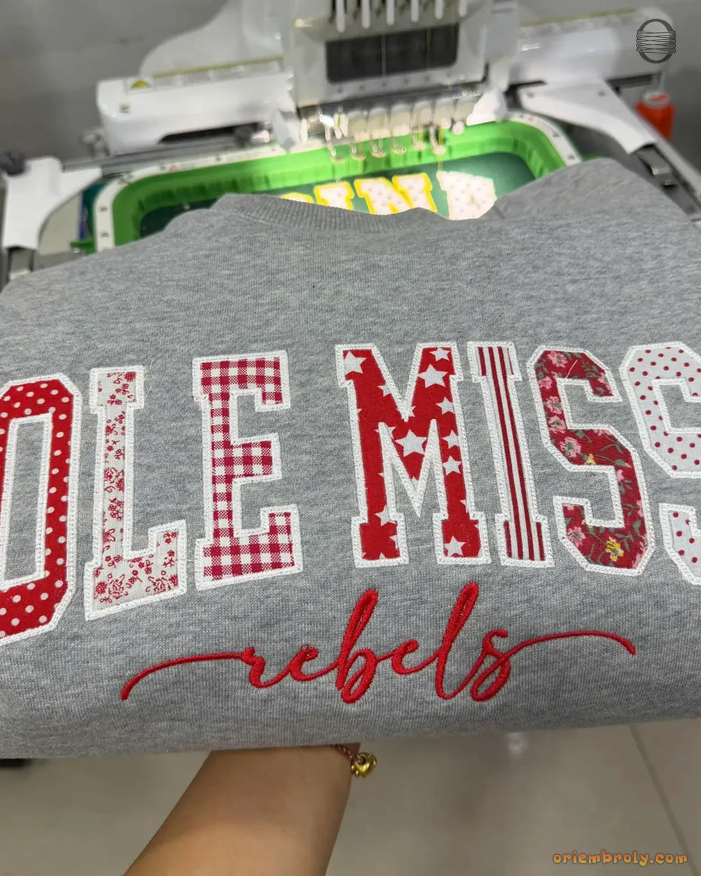 Custom State University Applique Embroidered Crewneck and Mock Neck Sweatshirt
